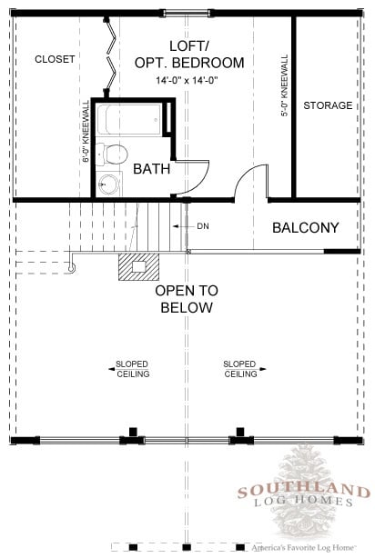 Log home with wraparound porch plan