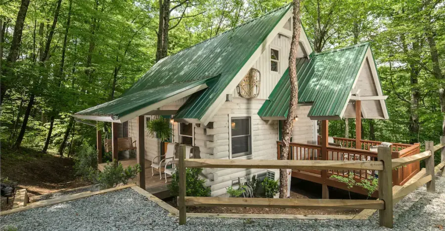 3-Level Timber Frame Log Cabin Retreat in the Woods
